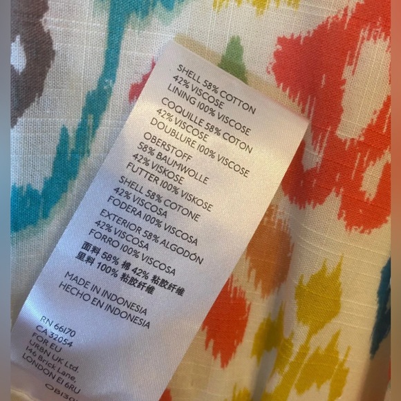 Anthropologie Maxi Dress Felipa Ikat Printed Multicolor Puff Sleeve! XS - Picture 10 of 10